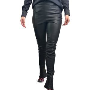 Vtg The Row Leather Riding Pant Leggings size M Midnight Navy Side Vent